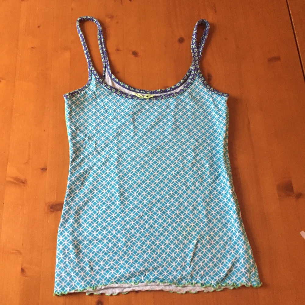 Free People Blue and Green Geometric Camisole